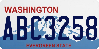 WA license plate ABC3258