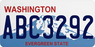 WA license plate ABC3292