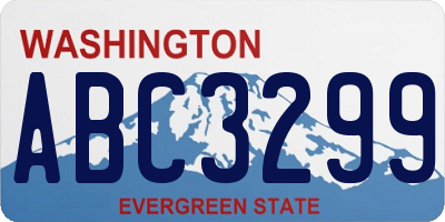 WA license plate ABC3299