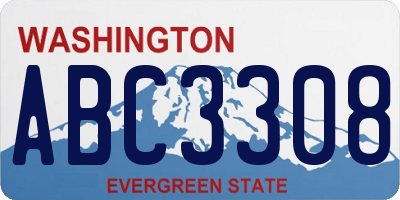 WA license plate ABC3308