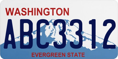WA license plate ABC3312