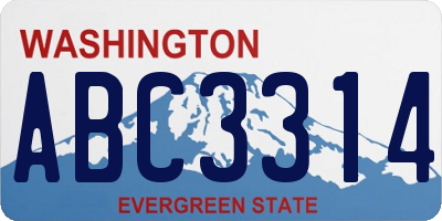 WA license plate ABC3314