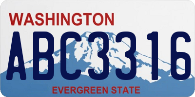 WA license plate ABC3316