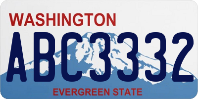 WA license plate ABC3332