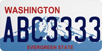 WA license plate ABC3333