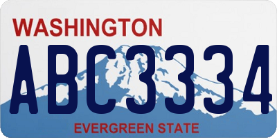 WA license plate ABC3334