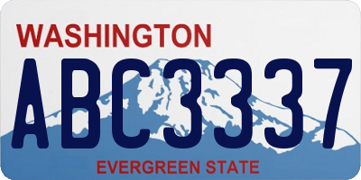 WA license plate ABC3337