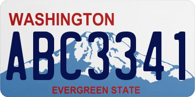 WA license plate ABC3341