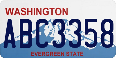 WA license plate ABC3358