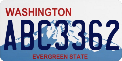 WA license plate ABC3362
