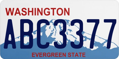 WA license plate ABC3377