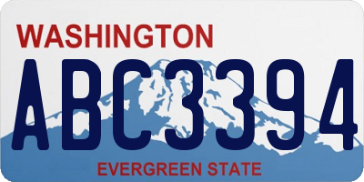 WA license plate ABC3394