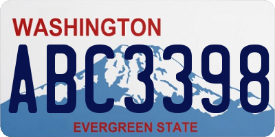 WA license plate ABC3398