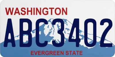 WA license plate ABC3402