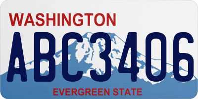 WA license plate ABC3406