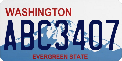 WA license plate ABC3407