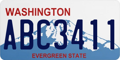 WA license plate ABC3411