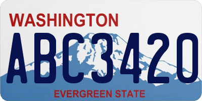 WA license plate ABC3420
