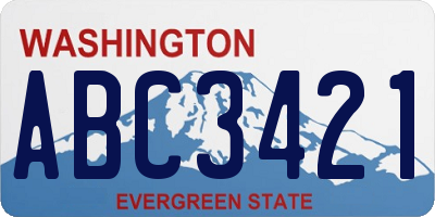 WA license plate ABC3421