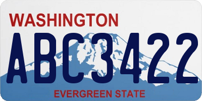 WA license plate ABC3422