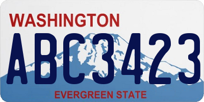 WA license plate ABC3423