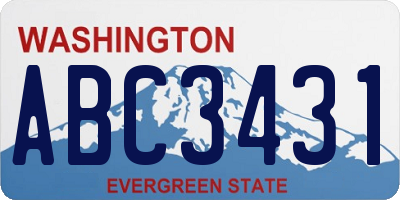 WA license plate ABC3431