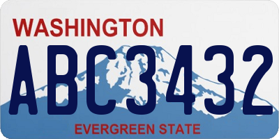 WA license plate ABC3432