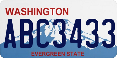 WA license plate ABC3433