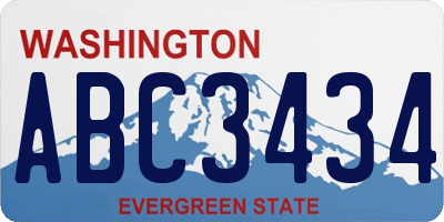 WA license plate ABC3434