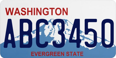 WA license plate ABC3450