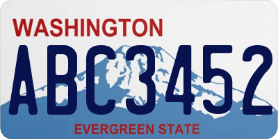 WA license plate ABC3452