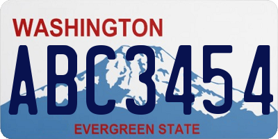 WA license plate ABC3454