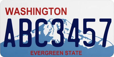 WA license plate ABC3457