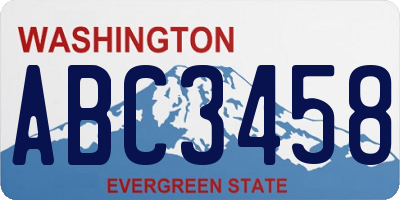 WA license plate ABC3458