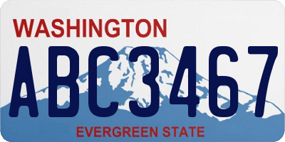 WA license plate ABC3467