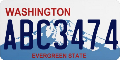 WA license plate ABC3474