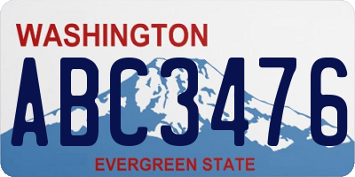 WA license plate ABC3476