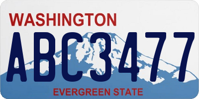 WA license plate ABC3477