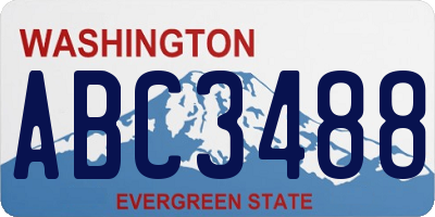 WA license plate ABC3488