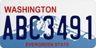 WA license plate ABC3491