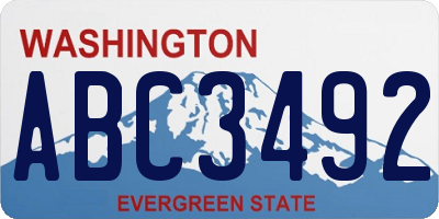 WA license plate ABC3492