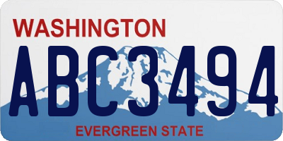 WA license plate ABC3494