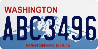 WA license plate ABC3496