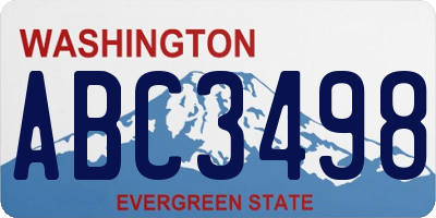 WA license plate ABC3498