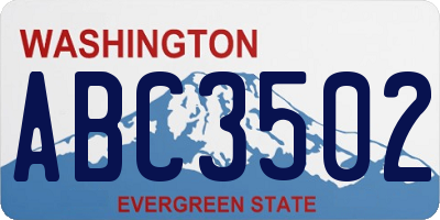 WA license plate ABC3502