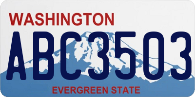 WA license plate ABC3503
