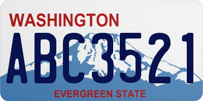 WA license plate ABC3521