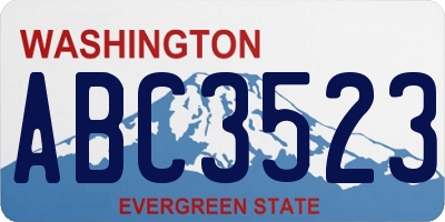 WA license plate ABC3523