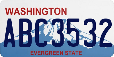 WA license plate ABC3532