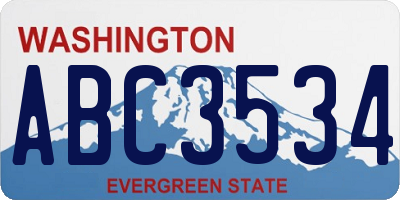 WA license plate ABC3534